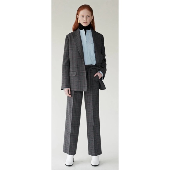 Mijeong Park Wide Leg Plaid Pants Belted Waist Size Medium - Picture 1 of 7